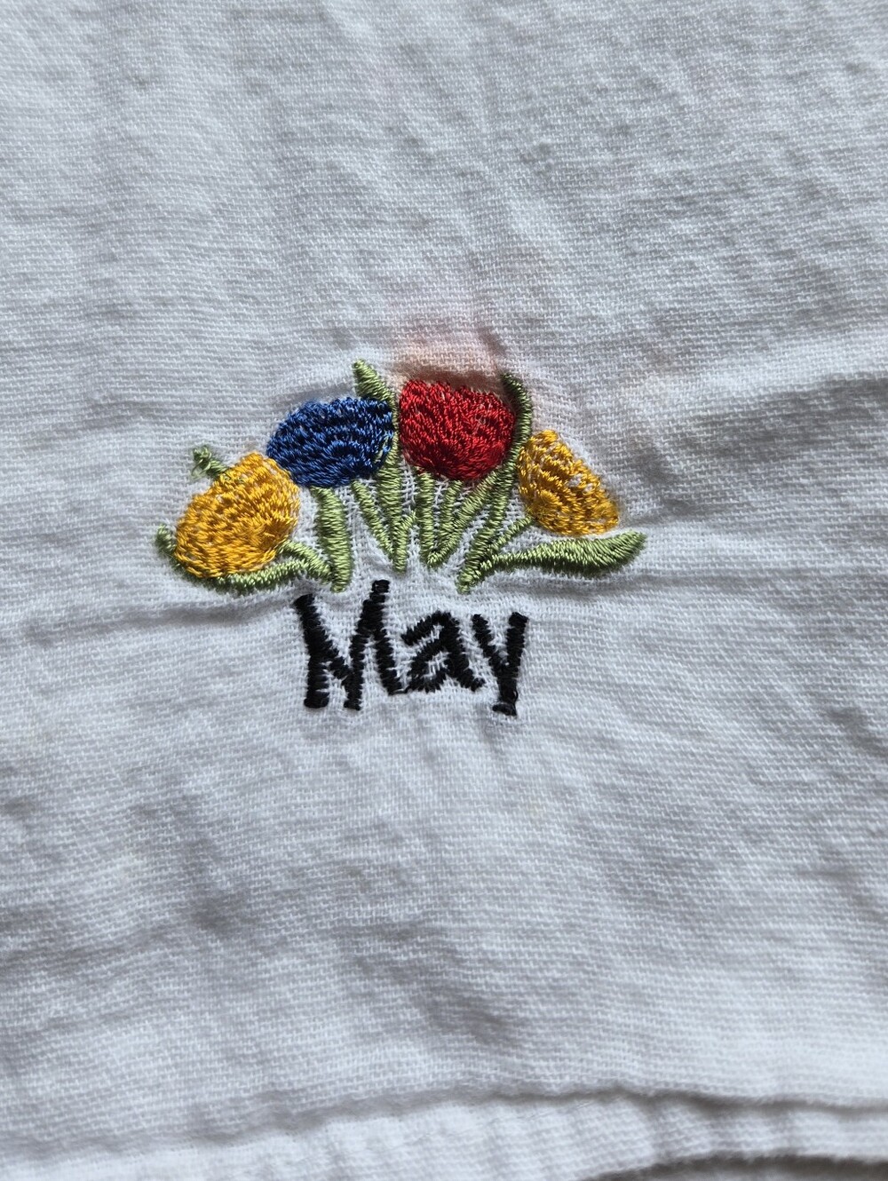 White Embroidered Months Hand Towels - Picture 6 of 16